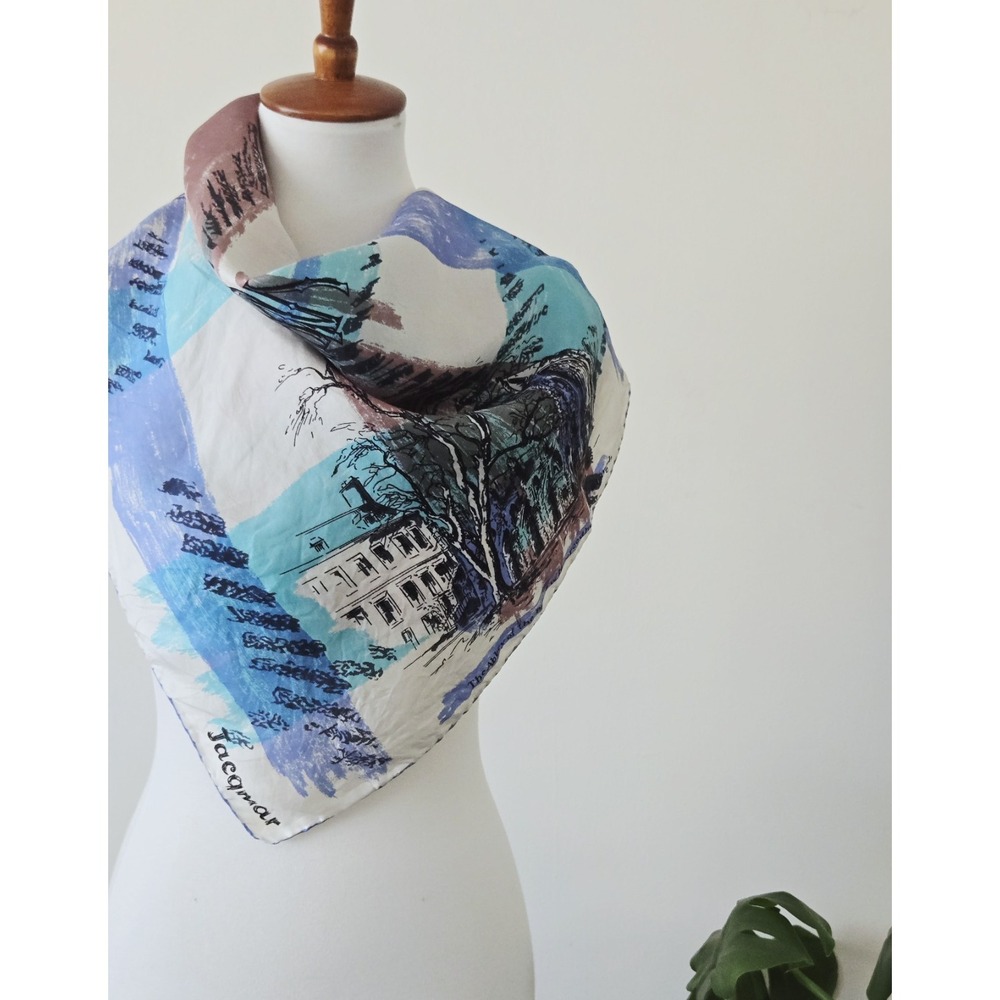 Rare JACQMAR Vintage Edinburgh Scotland Sketchbook Scarf Collectible Luxury
